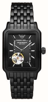 Emporio Armani Reloj de hombre rectangular con esfera de corazón abierto en pvd negro AR60058