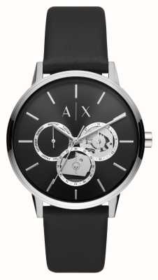 Armani Exchange Hombres | esfera negra | reloj con correa de cuero negro AX2745