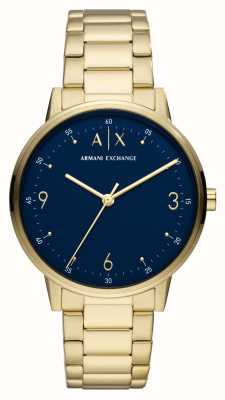 Armani Exchange Esfera azul | pulsera chapada en oro pvd AX2749