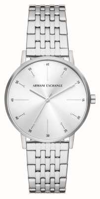 Armani Exchange Esfera engastada de cristal plateado | pulsera de acero inoxidable AX5578