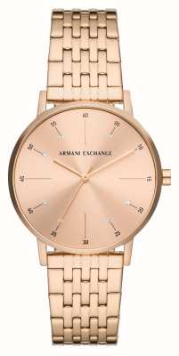 Armani Exchange Esfera engastada con cristales en oro rosa | pulsera pvd oro rosa AX5581