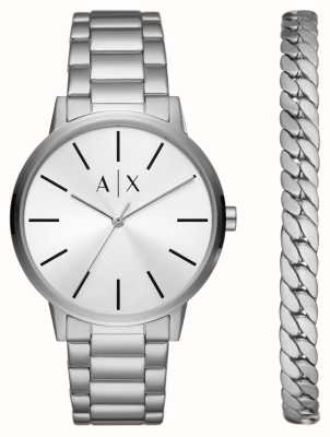 Armani Exchange Set de regalo de pulsera y reloj de acero inoxidable AX7138SET