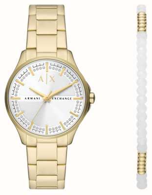 Armani Exchange Set de regalo de reloj y pulsera chapados en oro pvd AX7139SET