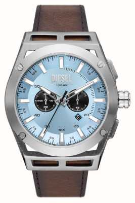 Diesel Marco de tiempo esfera azul | correa de cuero marrón DZ4611