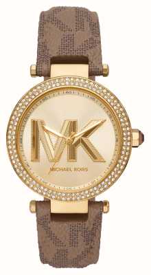 Michael Kors Reloj Parker con cristales en tono dorado y bisel MK2973