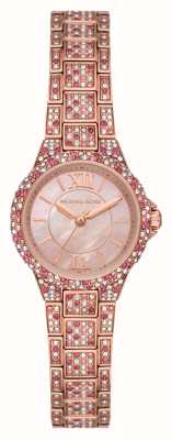Michael Kors Reloj Camille con montura de cristales en tono oro rosa MK7274