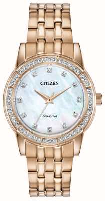 Citizen Mujer eco-drive cristal oro pvd acero EM0773-54D